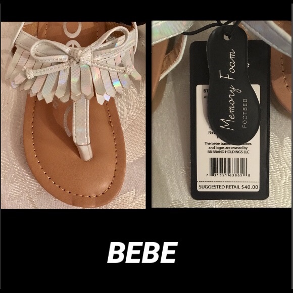 BEBE โขGIRLSโข Iridescent Fringed Sandal - Picture 4 of 6